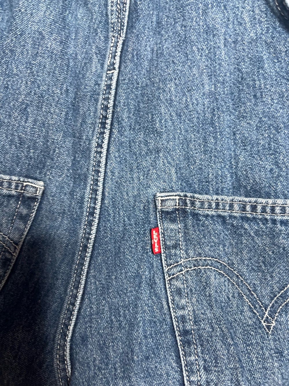 Levi’s Premium Utility Double Knee Wide Leg Dark Wash Denim Jean Overalls XS - Picture 5 of 6